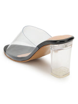 Black Perspex Stylish Slip-On Block Mules (TC-NK-006-BLK)