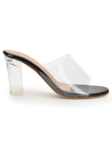 Black Perspex Stylish Slip-On Block Mules (TC-NK-006-BLK)