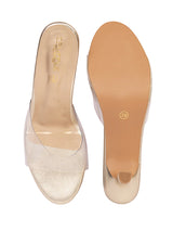 Gold Perspex Stylish Slip-On Stiletto Mules (TC-NK-008-GLD)