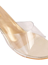 Gold Perspex Stylish Slip-On Stiletto Mules (TC-NK-008-GLD)