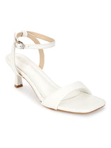 White PU Buckle Stiletto Heels (TC-NK-013-WHT)