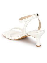 White PU Buckle Stiletto Heels (TC-NK-013-WHT)