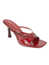 Burgundy Patent Leather Strappy Stiletto Heel Sandals (TC-NK-015-BURCROC)