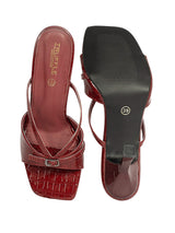 Burgundy Patent Leather Strappy Stiletto Heel Sandals (TC-NK-015-BURCROC)