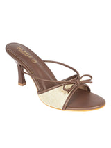 Brown Synthetic Leather Strappy Stiletto Heel Sandals (TC-NK-016-BRO)