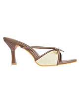 Brown Synthetic Leather Strappy Stiletto Heel Sandals (TC-NK-016-BRO)