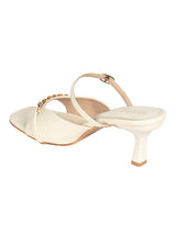 Cream Synthetic Leather Embellished Stiletto Heel Sandals (TC-NK-017-CRM)