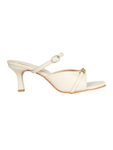 Cream Synthetic Leather Embellished Stiletto Heel Sandals (TC-NK-017-CRM)