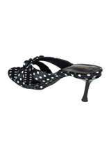 Black Lycra Polka Dot Strap With Bow Stiletto Heel Sandals (TC-NK-018-BLKPD)