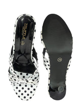 White Lycra Polka Dot Strap With Bow Stiletto Heel Sandals (TC-NK-018-WHTPD)