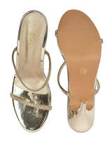 Gold Patent Leather Diamant�� Embellished Stiletto Heel Sandals (TC-NK-019-GLD)