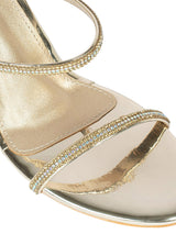 Gold Patent Leather Diamant�� Embellished Stiletto Heel Sandals (TC-NK-019-GLD)