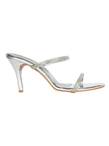 Silver Patent Leather Diamant�� Embellished Stiletto Heel Sandals (TC-NK-019-SIL)