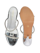 Silver Patent Leather Diamant�� Embellished Stiletto Heel Sandals (TC-NK-019-SIL)