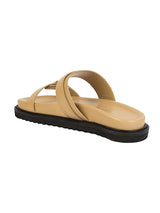 Beige Synthetic Leather Double Strap Buckle Slip-On Flats (TC-OS-0309-BEIG)