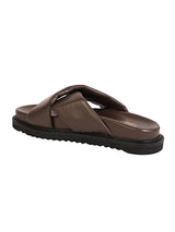 Brown Synthetic Leather Crisscross Strap Slip-On Flats (TC-OS-0310-BRO)