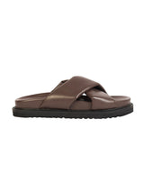 Brown Synthetic Leather Crisscross Strap Slip-On Flats (TC-OS-0310-BRO)