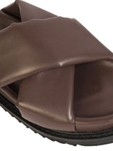 Brown Synthetic Leather Crisscross Strap Slip-On Flats (TC-OS-0310-BRO)