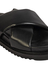 Black Synthetic Leather Crisscross Strap Slip-On Flats (TC-OS-0310-TOTBLK)