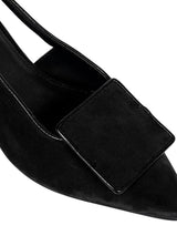 Black Synthetic Leather Backstrap Pointed Toe Kitten Pumps (TC-OS-0311-BLK)