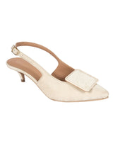 Cream Synthetic Leather Backstrap Pointed Toe Kitten Pumps (TC-OS-0311-CRM)