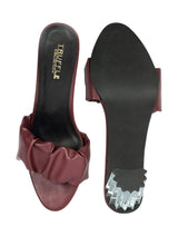 Burgundy Synthetic Leather Ruched Strap Open Toe Transparent Block Heel Sandals (TC-OS-0312-BUR)