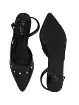 Black Synthetic Leather Embellished Studded Stiletto Pumps (TC-OS-0313-BLK)