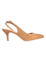 Camel Synthetic Leather Embellished Studded Stiletto Pumps (TC-OS-0313-CML)