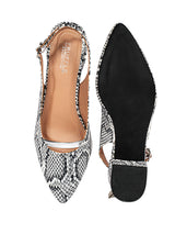 White Synthetic Leather Pointed Toe Sling Back Block Sandals (TC-OS-0315-WHT)