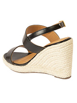 Black Synthetic Leather Jute Heel Wedges (TC-OS-0316-BLK)