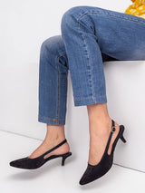 Black Synthetic Leather Backstrap Pointed Toe Kitten Pumps (TC-OS-0317-BLK)