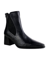 Black Synthetic Leather Chelsea Solid Block Heel Ankle Boots (TC-OS-0318-BLK)