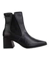 Black Synthetic Leather Chelsea Solid Block Heel Ankle Boots (TC-OS-0318-BLK)