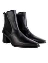 Black Synthetic Leather Chelsea Solid Block Heel Ankle Boots (TC-OS-0318-BLK)