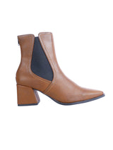 Brown Synthetic Leather Chelsea Solid Block Heel Ankle Boots (TC-OS-0318-BRO)