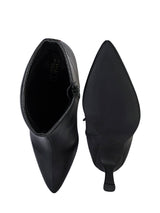 Black Synthetic Leather Pointed Toe Stiletto Heel Ankle Boot (TC-OS-0319-BLK)