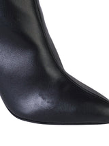 Black Synthetic Leather Pointed Toe Stiletto Heel Ankle Boot (TC-OS-0319-BLK)