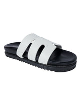 White Synthetic Leather Velcro Slider Flats For Men (TC-OS-301MEN-WHT)