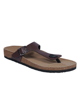 Dark Brown Synthetic Leather Cork-Latex Footbed Flats For Men (TC-OS-305MEN-DBRO)