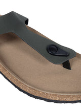 Olive Green Synthetic Leather Cork-Latex Footbed Flats For Men (TC-OS-305MEN-OLI)