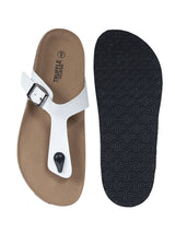 White Synthetic Leather Cork-Latex Footbed Flats For Men (TC-OS-305MEN-WHT)