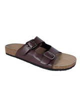 Dark Brown Synthetic Leather Cork-Latex Footbed Flats For Men (TC-OS-306MEN-DBRO)