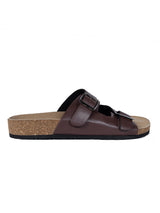 Dark Brown Synthetic Leather Cork-Latex Footbed Flats For Men (TC-OS-306MEN-DBRO)