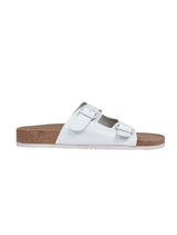 White Synthetic Leather Cork-Latex Footbed Flats For Men (TC-OS-306MEN-WHT)