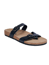 Black Synthetic Leather Cork-Latex Footbed Flats For Men (TC-OS-307MEN-BLK)