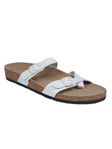 White Synthetic Leather Cork-Latex Footbed Flats For Men (TC-OS-307MEN-WHT)