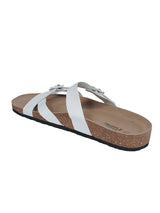 White Synthetic Leather Cork-Latex Footbed Flats For Men (TC-OS-307MEN-WHT)