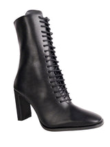 Black Synthetic Leather Solid Block Heel Ankle Boots (TC-OSWP-3-BLK)