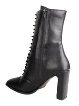 Black Synthetic Leather Solid Block Heel Ankle Boots (TC-OSWP-3-BLK)
