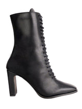 Black Synthetic Leather Solid Block Heel Ankle Boots (TC-OSWP-3-BLK)